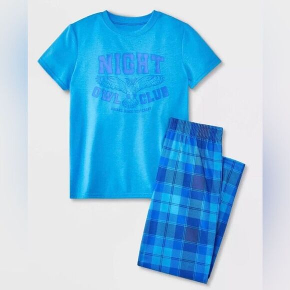 Nwt cat & jack 16/18 Blue Night Owl Club Kids Pajamas - Picture 1 of 1